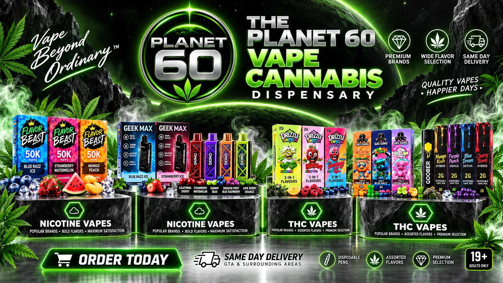 The Planet 60 nicotine vapes and THC vapes The Planet 60 in Peter Robertson Boulevard, Brampton — nicotine vapes and THC vapes